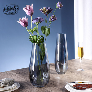 Bohemia Crystal Large <b>Vase</b> Waterfall Design Minimalist Style Hydroponic Glass <b>Vase</b> For Living Room <b>Decor</b> - Product Image 4