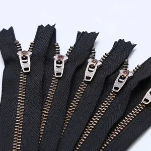 Zipper Manufacturer Custom 3# 5# 8# Close-end Metal Bronze Zipper With Auto Lock Slider For Jeans Pants