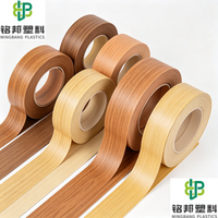Bande de chantournage en PVC souple et durable, finition de surface personnalisée, motif grain de bois, vente en gros usine pour le travail de transformation de meubles en panneaux
