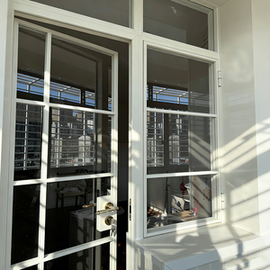 Portes françaises intérieures à grille blanche personnalisées, design moderne, <span class=keywords><strong>cadre</strong></span> en aluminium, double vitrage, portes battantes pour maisons - Product Image 4