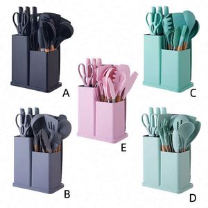 19-Piece Stainless Steel Kitchenware Set Non-Stick <b>Silicone</b> Utensils Wood Soup Spatula Spoon Holder Cooking Baking <b>Tools</b> - Product Image 1