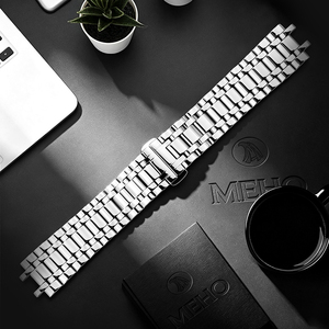 Silver Stainless Steel Watch Band Metal Wrist Strap Replacement Bracelet for Business Daily Wear - Product Image 1