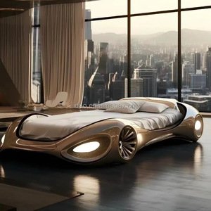 Lit de voiture au design moderne pour chambre principale, en acier inoxydable 304, convertible en lit double, grand lit de luxe, nouvelle technologie pour la maison - Product Image 2