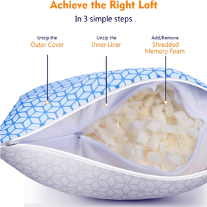 Bestverkochte stijlvolle dubbelzijdige koelende kussen van ijszijde en bamboe-rayon met verstelbaar versnipperd schuim - Product Image 4