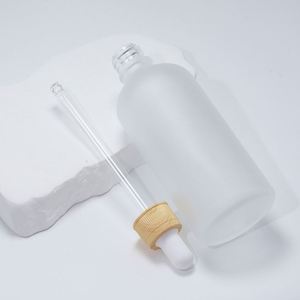 5ml 10ml 15ml 20ml 30ml 50ml 100ml Frosted Clear Essential <b>Oil</b> Glass Dropper <b>Bottle</b> With Plastic Bamboo Dropper Cap - Product Image 3