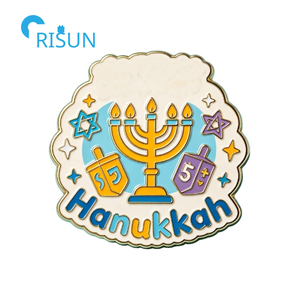 Magnete da Frigorifero Personalizzato con Stella di David, Menorah per <span class=keywords><strong>Buon</strong></span> Hanukkah, Spilla da Bavero, Distintivo, Spilla Smaltata Personalizzata per Hanukkah - Product Image 2