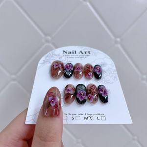 Mu Wear Faux Ongles Faits Main Haut de Gamme, Sculptés en 3D, Style Vintage, Effet Teinture Semi-Permanente Rose Blanc, Forme Ovale Moyenne, pour Doigts, Tendance INS - Product Image 4