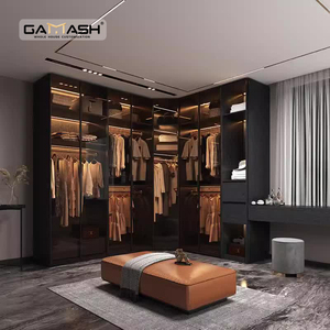 Guardaroba moderno di lusso a forma di <span class=keywords><strong>L</strong></span> squisita cabina <span class=keywords><strong>armadio</strong></span> integrata con porta In vetro - Product Image 1