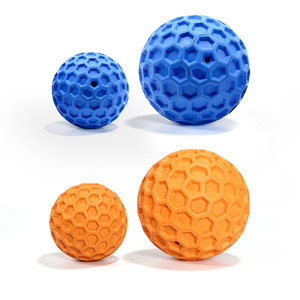Honeycomb <b>Ball</b> <b>Dog</b> Toy Rubber Squeaky Interactive Pet Play Indoor Blue Orange Size Small Large - Product Image 1
