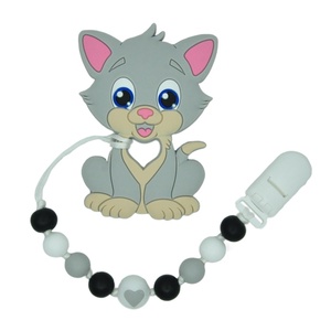 Belle Animal <span class=keywords><strong>Dentition</strong></span> Bébé <span class=keywords><strong>Silicone</strong></span> Perles Blanc Mannequin Sucette Chaînes - Product Image 5