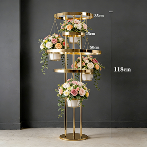 LANJO 4 layer flower arrangement centerpieces <b>Tall</b> Gold Metal Centerpiece Stands Gold Multi-Ring Wedding Centerpiece Stand - Product Image 2