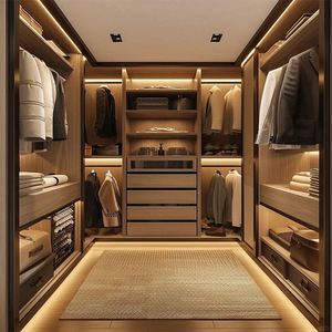 Armario Vestidor Plegable de Madera Maciza Personalizado, Ecológico, con Puerta de Vidrio, Armario de Lujo para Toda la Casa, Portátil para Dormitorio - Product Image 2