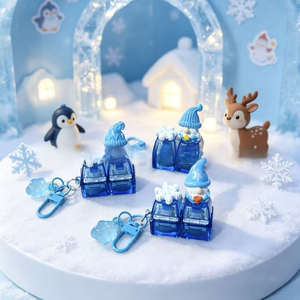 Porte-clés tressé Gnome de <span class=keywords><strong>dessin</strong></span> animé Flocon de neige Hiver, avec bouton anti-stress, ouvre-bouteille et fonction fidget <span class=keywords><strong>switch</strong></span>, Noël Mignon <span class=keywords><strong>Kawaii</strong></span> - Product Image 4