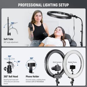 Kit d'éclairage LED annulaire <span class=keywords><strong>Neewer</strong></span> de 18 pouces avec trépied de 200 cm et adaptateur griffe porte-accessoire pour studio photo - Product Image 5