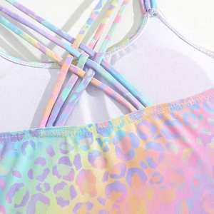 Nouvelle Arrivée 2026 - <span class=keywords><strong>Maillot</strong></span> <span class=keywords><strong>de</strong></span> <span class=keywords><strong>Bain</strong></span> Une Pièce Enfant Tendance - Imprimé Léopard Arc-en-ciel avec Bretelles Croisées au Dos, Coupe Flatteuse, Idéal pour l'Été - Product Image 3
