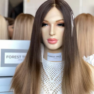 Perruque juive de cheveux européens haut de gamme HD pour perruques casher avant de lacet 20 "cheveux vierges lisses soyeux 180% densité sans colle - Product Image 1