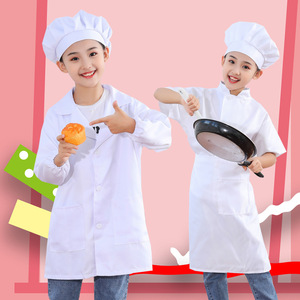 Tablier de chef réglable pour enfants, garçons et filles, avec 2 poches pour Halloween, costume uniforme blanc, costumes de jour de carrière - Product Image 3