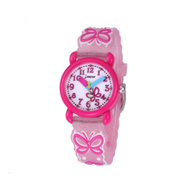 Montre à quartz de dessin animé en gros, OEM personnalisée, pour enfants et filles, analogique, bracelet en PVC, boîtier en plastique, étanche, design mignon, cadeau