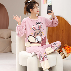 <span class=keywords><strong>Pigiama</strong></span> Invernale da <span class=keywords><strong>Donna</strong></span> in Pile Corallo, Comodo e Spesso, con Motivi Cartoon, Abbigliamento Domestico Carino, Vendita Diretta dalla Fabbrica - Product Image 6