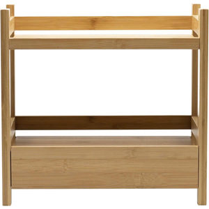 Bamboo Desktop Storage Rack 2 Tier With Drawer Bathroom Organizer Multi Layer Solid Wood <b>Shelf</b> For <b>Bath</b> Vanity - Product Image 5