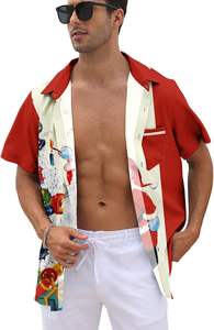 Camisa de bolos de vacaciones de Navidad abotonada de manga corta informal para hombre Diseño divertido () con impresión digital - Product Image 3