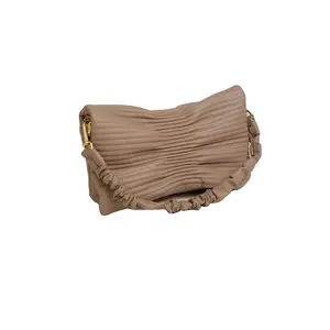 Wholesale Design Real Leather Fashion Designer Fold Shoulder Wrinkled Bow Bag clutch bag for women luxury