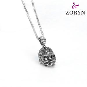 Collares con Colgante de Calavera de Acero Inoxidable, Colgante de Esqueleto Tallado Vintage, Joyería Punk de Moda para Hombre - Product Image 3