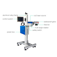Autofocus en ligne volant 30W co2 galvo laser machine de marquage avec convoyeur pour jeans carte d'identité câble oiseau anneau stylo gravure sur bois