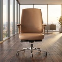 Chaises de direction modernes et luxueuses en cuir contemporaines pivotantes en cuir à dossier moyen court pour le bureau