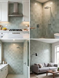 Azulejos Zellige Marroquíes Hechos a Mano, 4x4 Pulgadas, Azul Cielo, 10x10cm, Brillantes, Personalizados, para Piso de Cocina, Revestimiento de Pared de Baño, Terracota Artesanal - Product Image 2