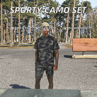 Camiseta Deportiva de Verano para Hombre, Tejida, Transpirable, 100% Algodón, Cuello Redondo, Nueva Estampado de Camuflaje, Manga Corta, 180g, Personalizable