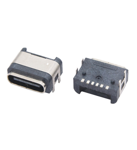 Conector USB Tipo C Hembra de 6 Pines, Resistente al Agua, Clasificación 3A, Material LCP, Montaje Horizontal SMT con Diseño de Anillo - Product Image 1