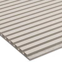 Film PVC au toucher cutané Akupanel Support en feutre acoustique beige Sensation de peau à 3 côtés Placage PVC Panneau acoustique en bois à lattes MDF pour murs