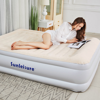 Matelas pneumatique de flocage intelligent de taille Queen pour le Camping, tapis de coussin de couchage avec oreiller intégré pour le salon, voyage en plein Air