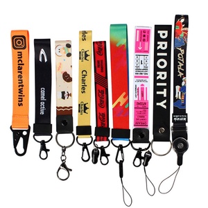 Porte-clés en polyester personnalisé en gros, bracelet de poignet, sangle courte pour clés, cordon avec logo imprimé - Product Image 4