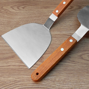 DF30 0630 Juego de espátulas de acero inoxidable con mangos de madera, precio de fábrica, herramientas duraderas para barbacoa y cocina - Product Image 5
