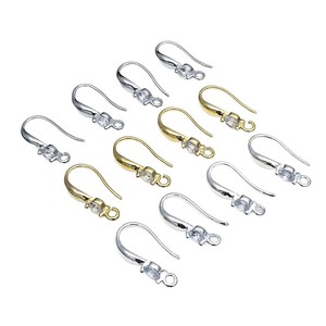 Ganchos para pendientes con circonita cúbica, tamaño 10x25,5mm, 65 unidades, para accesorios de joyería DIY, chapados en plata y oro - Product Image 5