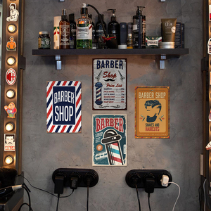 Carteles de hojalata personalizados, decoraciones de barbería, placas de Metal de corte de pelo para colgar en la pared Retro Vintage, <span class=keywords><strong>cueva</strong></span> de hombre con precio de fábrica - Product Image 6