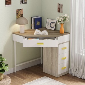 <span class=keywords><strong>Bureau</strong></span> d'angle moderne en bois avec 4 tiroirs pour la maison et l'appartement, vente en gros, MOQ 100 - Product Image 5