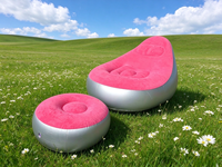 Fauteuil gonflable en PVC floqué avec pompe à pied, chaise longue pliable et repose-pieds, siège portable d'extérieur