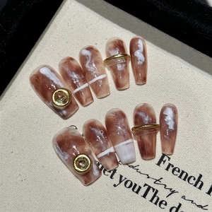 Nuevo Producto Lanzado, <span class=keywords><strong>Uñas</strong></span> Postizas Hechas a Mano <span class=keywords><strong>con</strong></span> Incrustaciones de <span class=keywords><strong>Plata</strong></span> y Diamantes en <span class=keywords><strong>Color</strong></span> <span class=keywords><strong>Rosa</strong></span> Noche Oscura y Mariposa Noche Oscura - Product Image 4
