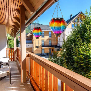 Lámpara Solar LED de Hierro y Vidrio con Forma de Globo Aerostático, con Llama Simulada, Luz Blanca Cálida, Decoración para Jardines y Parques, Suministro Directo - Product Image 5