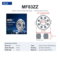 Bantalan Bola Alur Dalam Satu Baris MF83ZZ 3x9.2x3mm Baja Krom ZZ Terlindungi Presisi P0 C0 Clearance untuk Motor Kipas Printer 3D