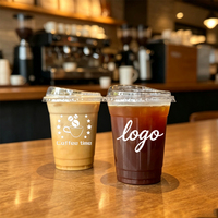 Gobelets en plastique jetables personnalisés avec logo imprimé, qualité alimentaire, avec couvercles, transparents en PET, 500 ml/700 ml, pour bubble tea et café, gobelets à boisson 500 ml/700 ml
