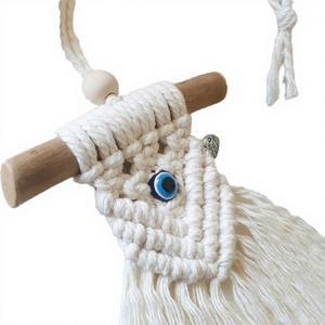 Pendentif Tapisserie Murale Bohème en Coton Tissé Fait Main, Motif Œil Turc Bleu, Décoration Intérieure pour Anniversaire - Product Image 2