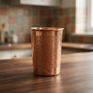 Hand-Made <b>Copper</b> glass With Floral Pattern Oriental Design Single Wall Metal Drinkware For Party Gift Adults - Product Image 6