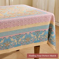 Nappe rectangulaire moderne en coton imprimé floral, faite à la main et personnalisable, imperméable et anti-taches, idéale pour mariages, fêtes, maison et extérieur