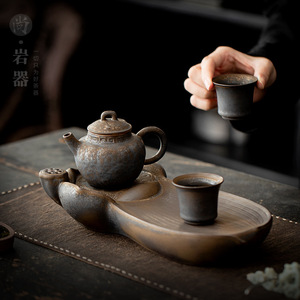 Juego de Té Chino Kung Fu, Tetera de Cerámica con Tapa, Dos Tazas, Bandeja de Té de Forma Irregular, Sin Plomo, para el Té de la Tarde, Condado de Dehua - Product Image 4