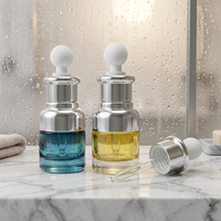 Flacon compte-gouttes élégant en verre blanc perlé vert dégradé pour l'emballage d'huile cosmétique pour le visage, d'essence de soin de la peau