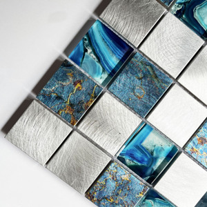 AGSQR104810 Azulejos de mosaico de lujo Zafiro Cuadrado Vidrio Metal Cristal Mosaico Moldes Hogar Villa Baño Backsplash Decoración - Product Image 6